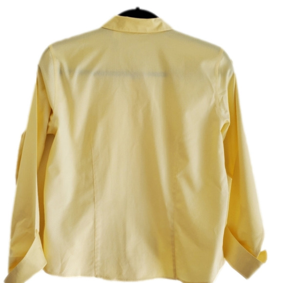 LIZ Claiborne Spring Yellow No Iron 100%  Cotton Shirt Petite 8 - Picture 2 of 13